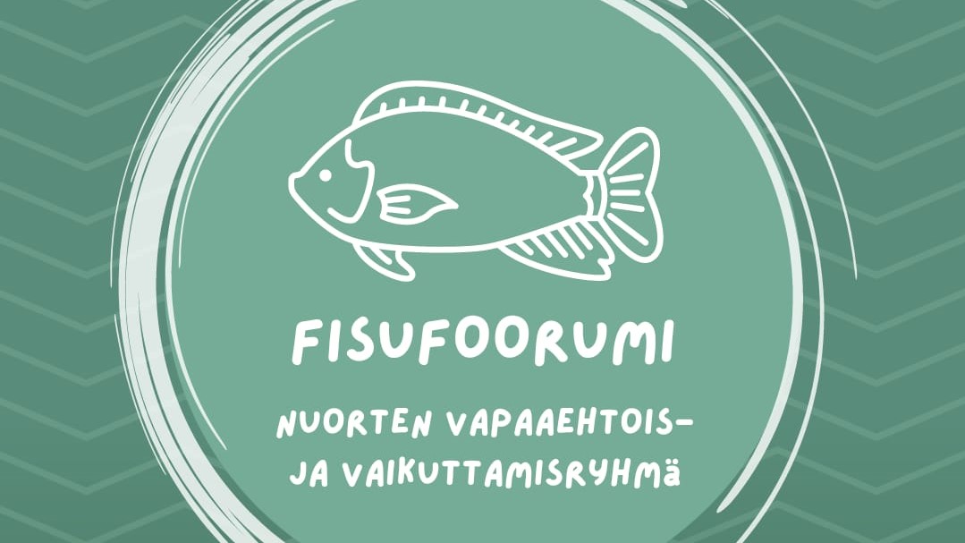 Sinisen kalaverkon päällä keltaisella teksti fisufoorumi.
